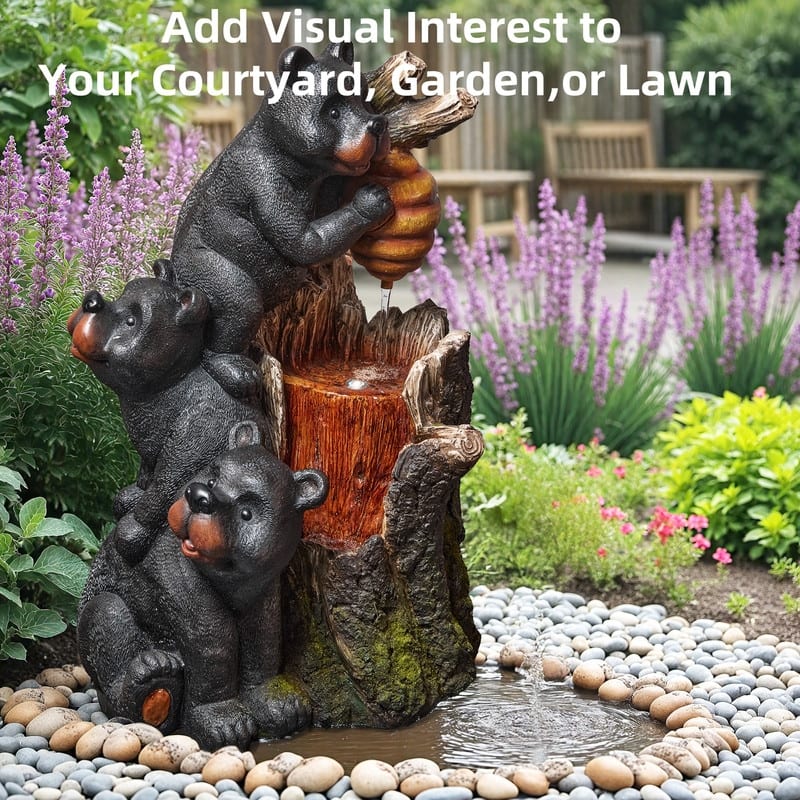 Black Bear Design Garden Decor Cascading Weather Resistant Fountain Water Fountain