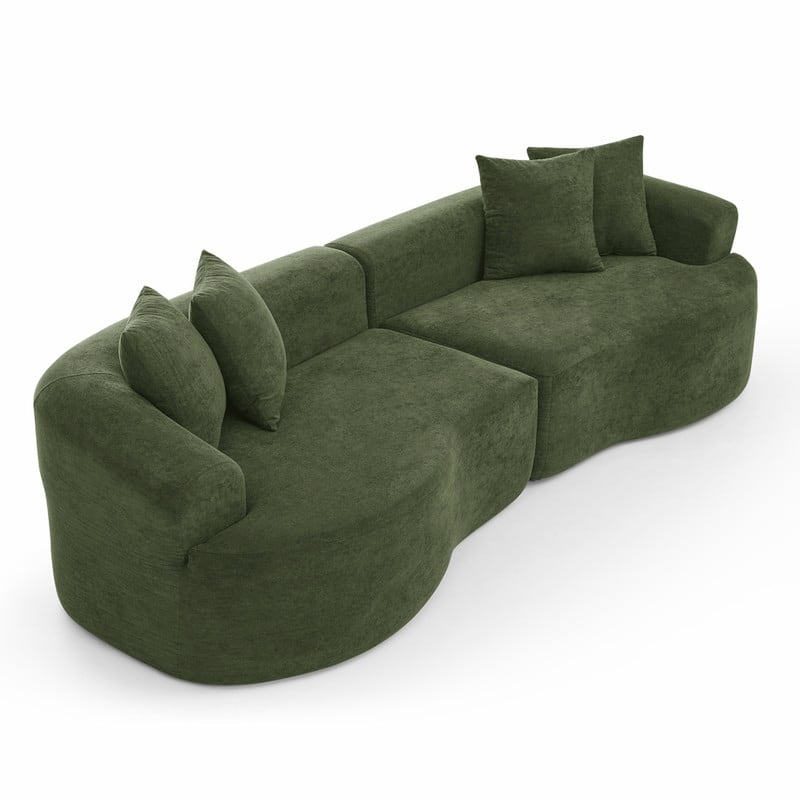 Modern Cloud 4-Seater Sectional Curved Sofa, Minimalist Compression Living Room Couch, No Assembly Needed