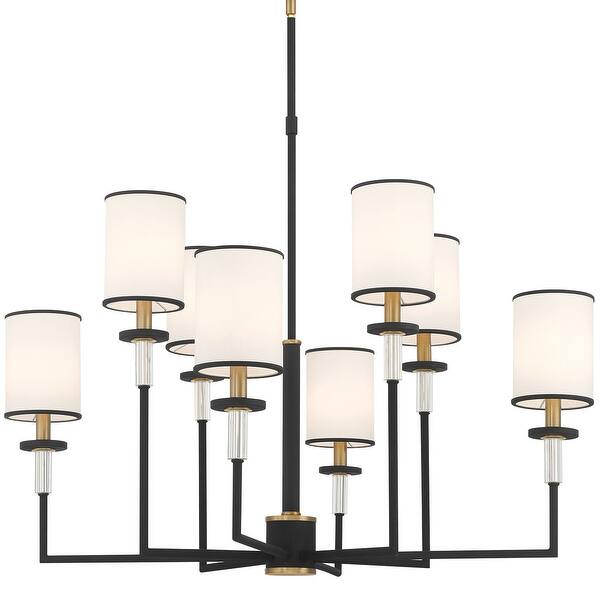 slide 2 of 11, Crystorama Lighting Group HAT-478 Hatfield 8 Light 33" Wide Crystal Black Forged / Vibrant Gold