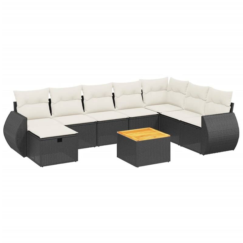 vidaXL Patio Sofa Set with Cushions Outdoor Furniture 9 Piece Poly Rattan