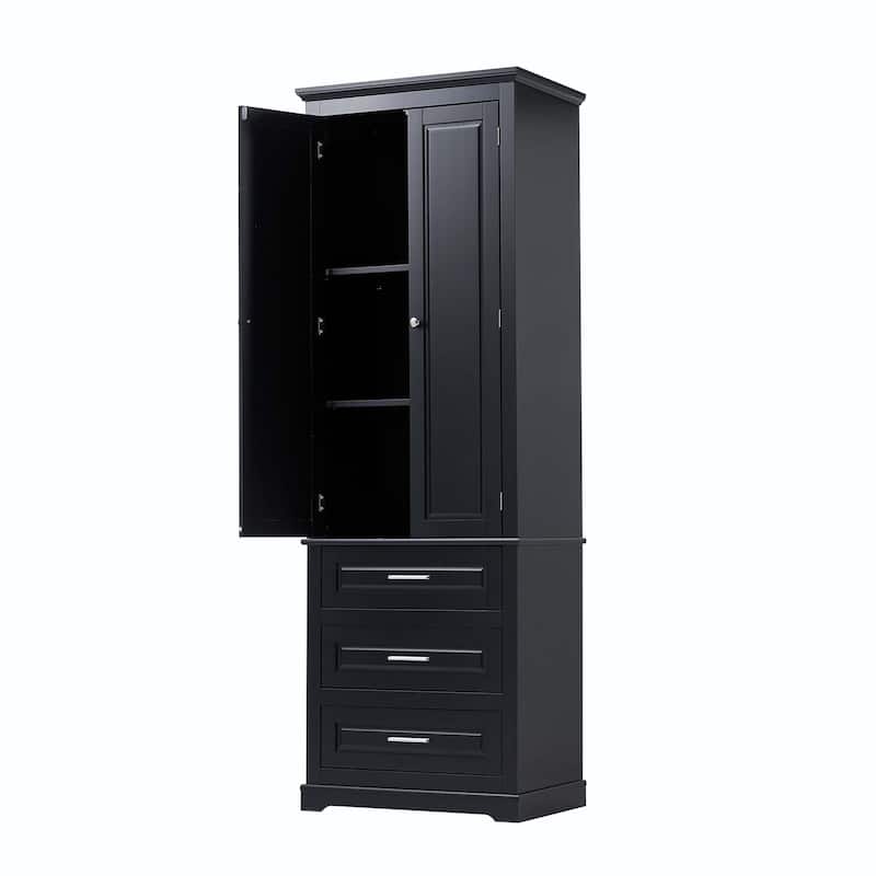 Bathroom Tall Storage Cabinet with Three Drawers