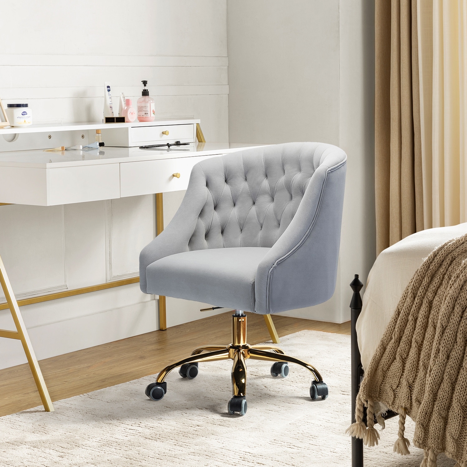 Velvet tufted desk shop chair