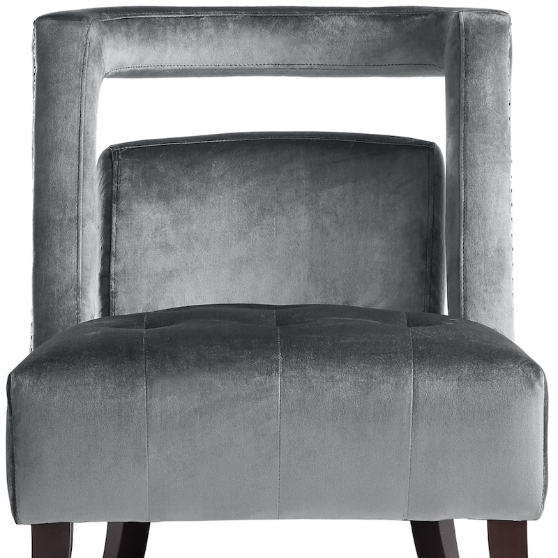 HomeRoots 26" Gray and Black Velvet Tufted Side Chair - 26' X '32.5' X '30.5