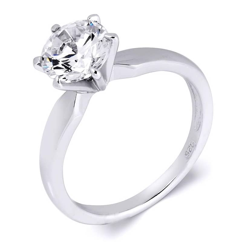 Sterling Silver 1.0 CT Brilliant Solitaire Cubic Zirconia Bridal Ring