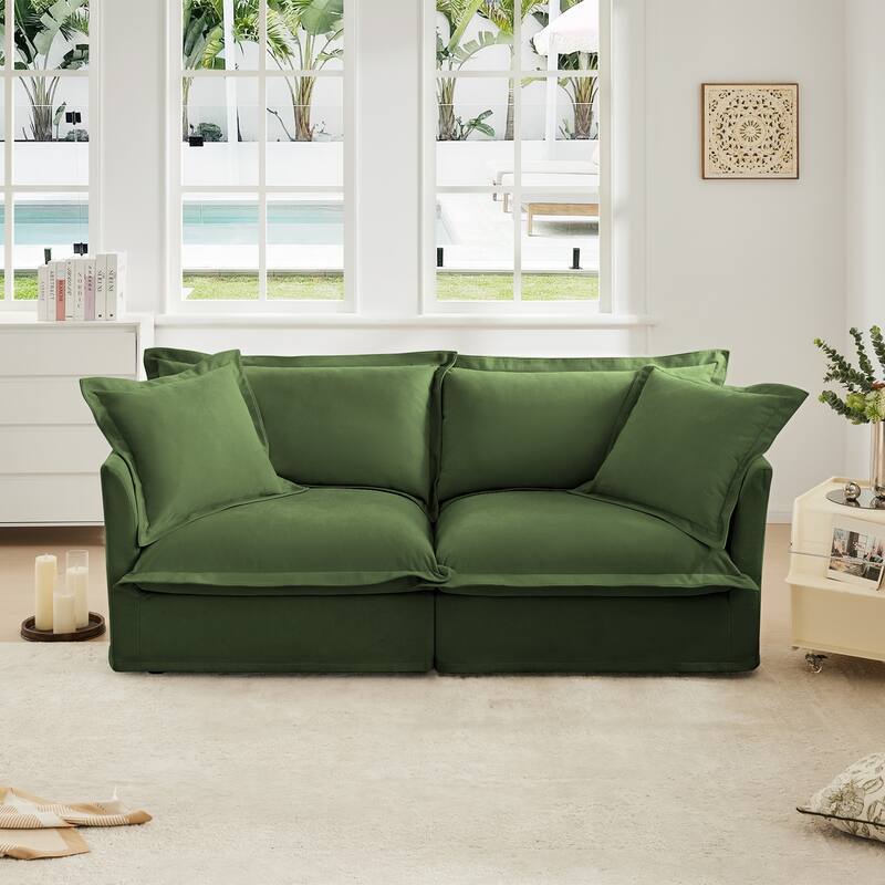 83.4″ Chenille Modular 3-Seater Sofa with Washable Covers & 300 lb Capacity - Green