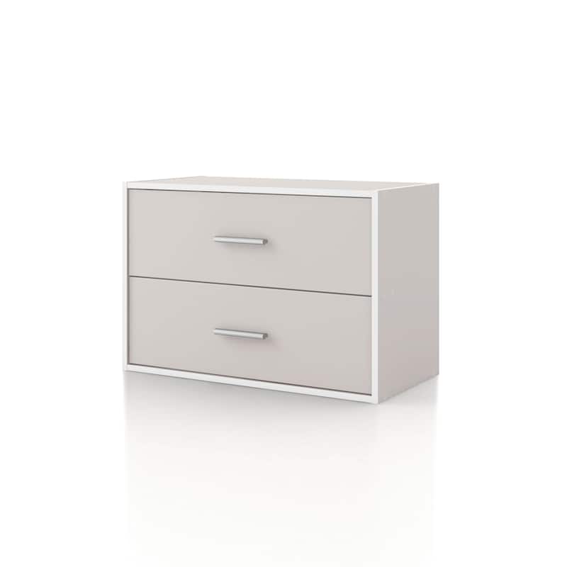 DH BASIC Modern Wood Customizable Stackable Storage Organizer - Cube Shelves, Drawer Cabinet, Bookcase with Doors by Denhour - 2-Drawer - Taupe Grey