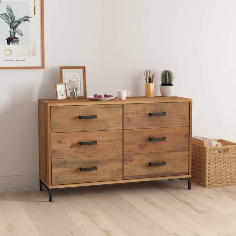 vidaXL Sideboard Coffee Bar Buffet Cabinet Modern with Drawers Solid Wood Pine - 43.3" x 13.8" x 27.6"