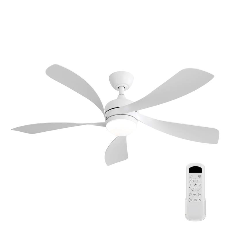 52-Inch Modern Ceiling Fan with Dimmable LED Light & Remote - 52 - White