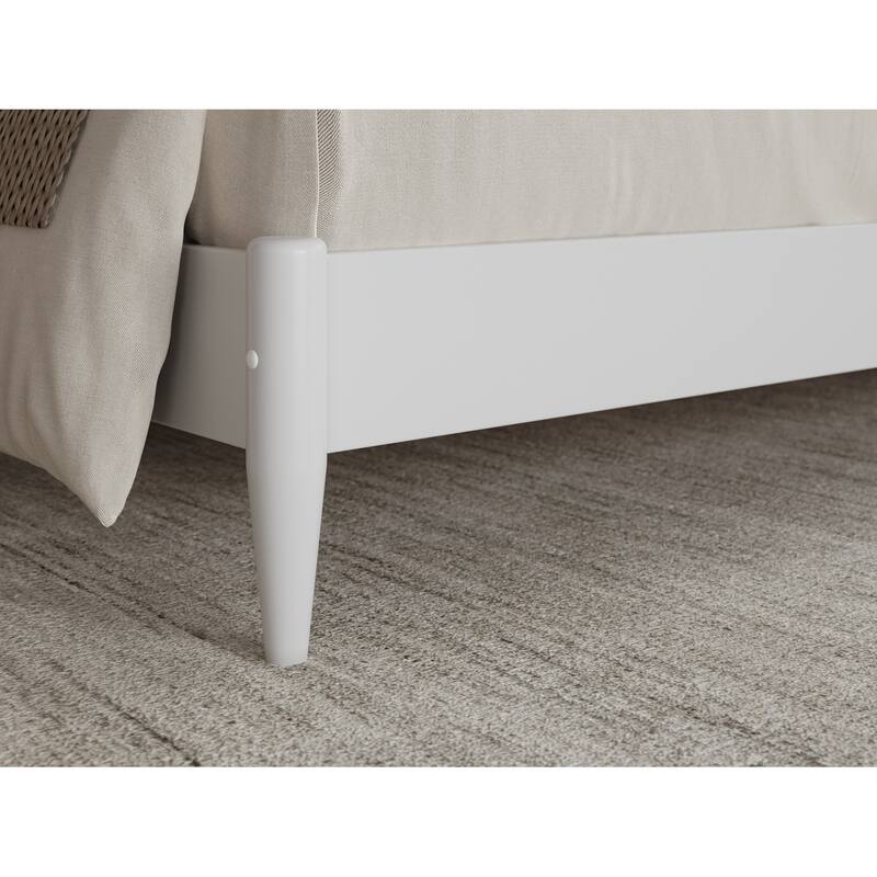 King Size Solid Wood Platform Bed - Low Profile Modern Bed Frame in White Finish