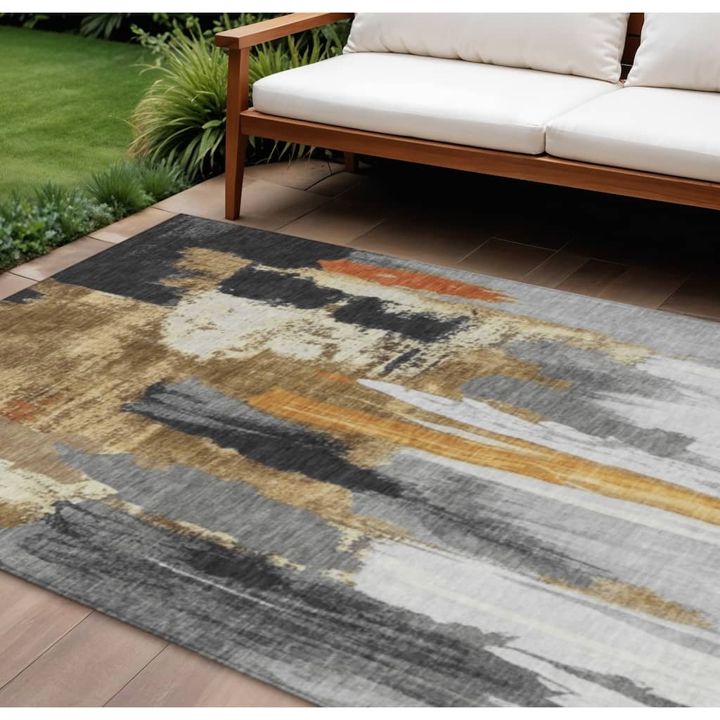 HomeRoots Abstract Transitional Rectangle Outdoor Rug