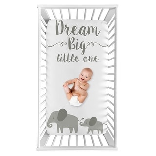 Elephant Collection Boy or Girl Photo Op Fitted Crib Sheet - Grey and White Watercolor Jungle Safari