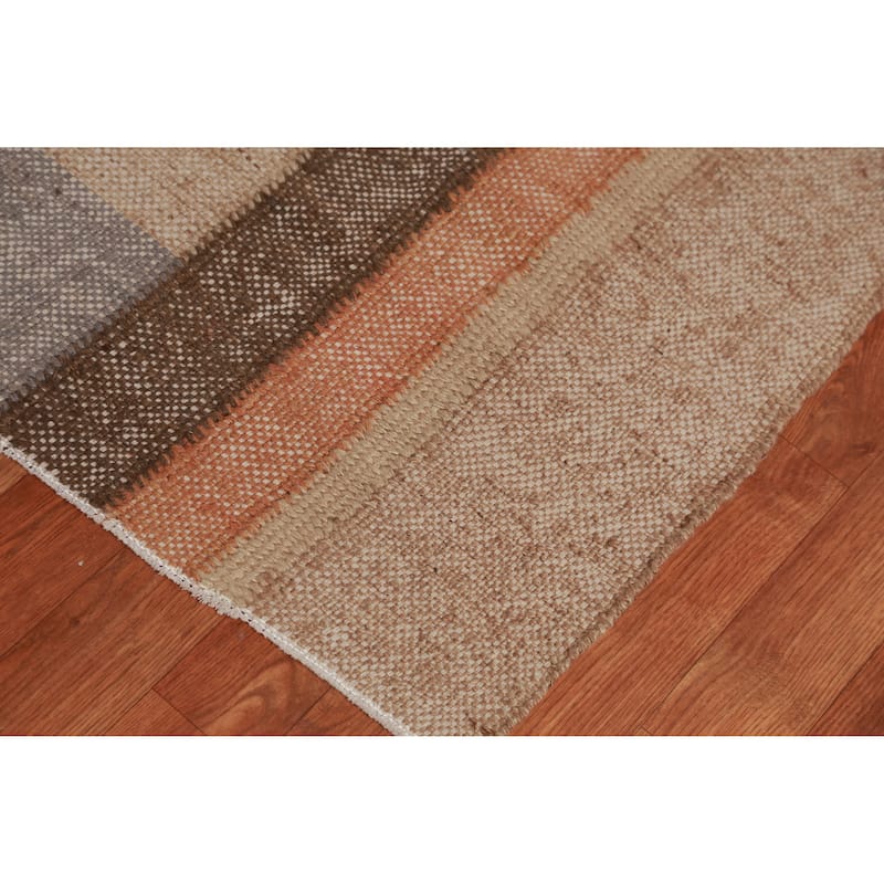 Hand Woven Oriental 100% Jute Carpet Southwestern Modern Beige & Ivories Kilim Area Rug - 9' 9'' X 8' 2''