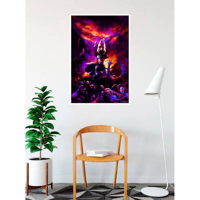 Death Dealer 2 Fantasy Frank Frazetta Non Flock Blacklight Art Poster - 24 x 36 Inch