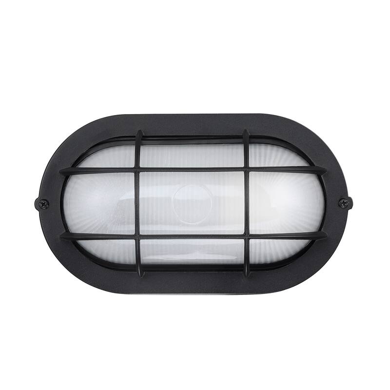 Outdoor Light Fixture Wall Mount with Ellipse Frosted Glass Shade,1*E26 or LED - 1 Pack - Black