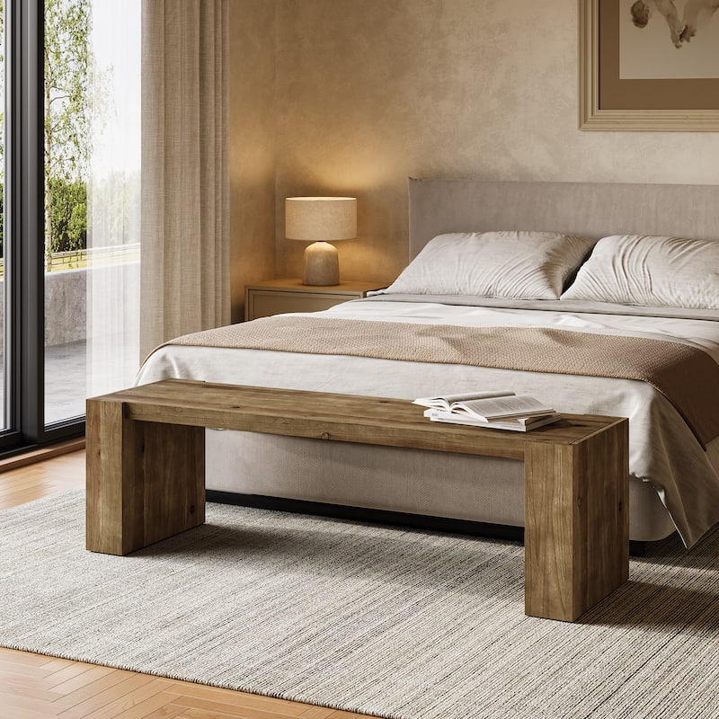 Industrail Solid Wood Entryway Bench Indoor Bench for Living Room
