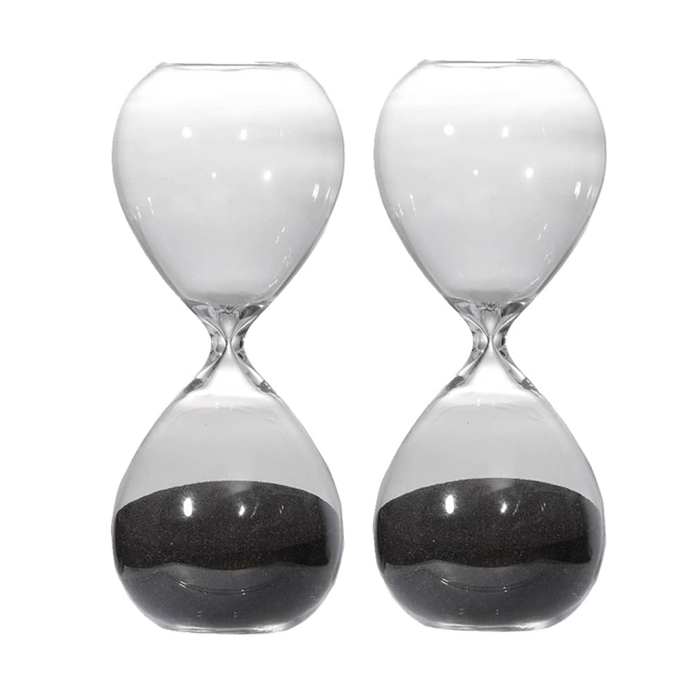 Set of 2, 8" Ferdinand 30-Minute Hourglass, Black Sand