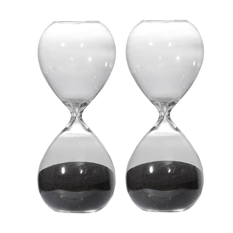 Set of 2, 8" Ferdinand 30-Minute Hourglass, Black Sand