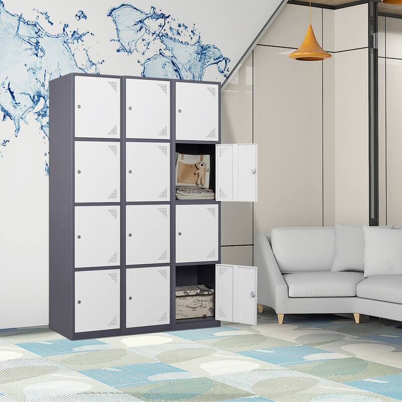 Metal Locker 4 Door - Grey White