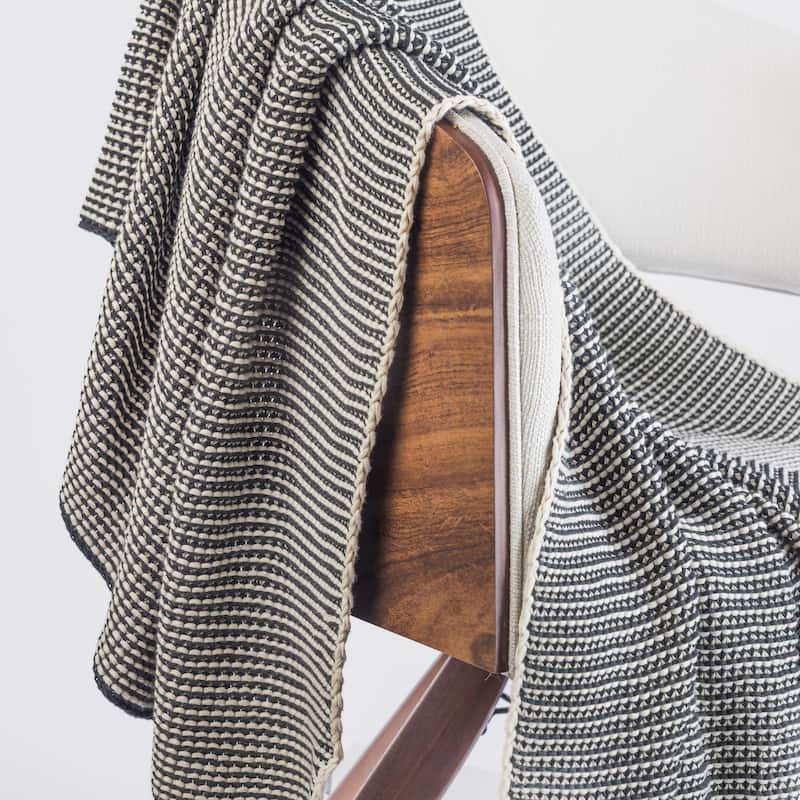 Casey Dark Grey Cotton Throw Blanket