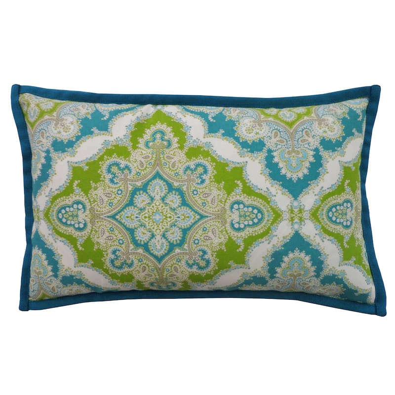 Jiti Outdoor Waterproof Vibrant Paisley Traditional Decorative Accent Rectangle Lumbar Pillows 12 x 20