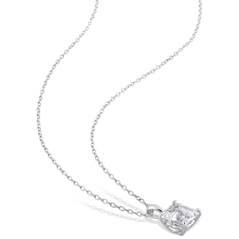 Miadora 9ct TGW Square White Topaz 2-Piece Set of Necklace and Earrings Sterling Silver