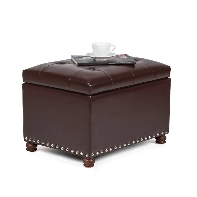 Adeco Contemporary Bench Lift-top Storage Ottoman