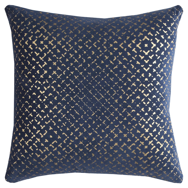 Rizzy Home Metallic Gold and Navy Basketweave Throw Pillow