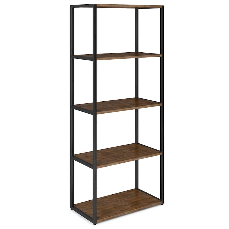WYNDENHALL Brinkley SOLID ACACIA WOOD Modern Industrial 30 inch Wide Bookcase in Rustic Natural Aged Brown - 16"d x 30" w x 72"h