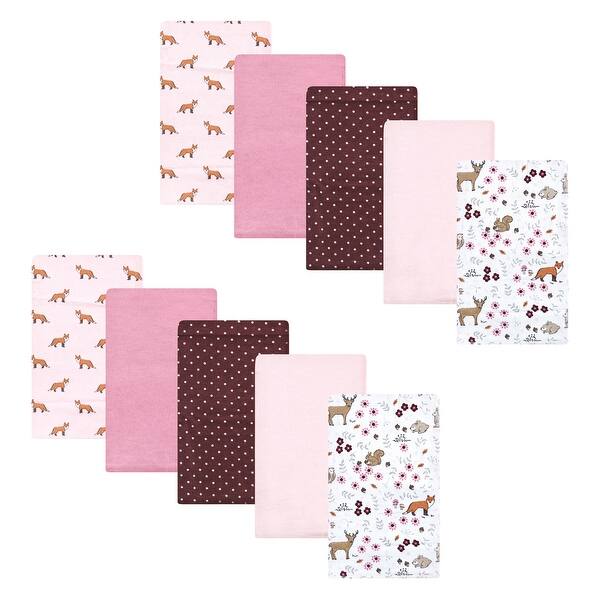 slide 1 of 1, Hudson Baby Infant Girl Cotton Flannel Burp Cloths, Woodland Floral, One Size - Woodland Floral - One Size One Size - Woodland Floral