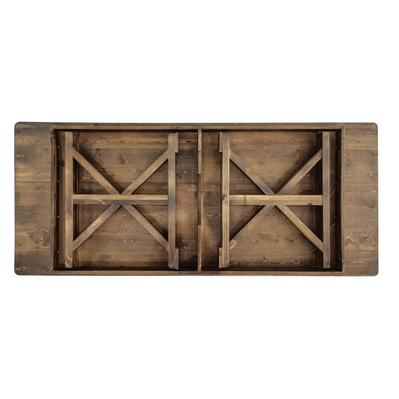 8' x 40" Rectangular Antique Rustic Solid Pine Folding Dining Table