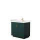 preview thumbnail 111 of 168, Miranda Single Vanity Set, Cultured Marble Top, No Mirror 36-Inch Single - Green, Gold Trim, Carrara Cultured Marble Top