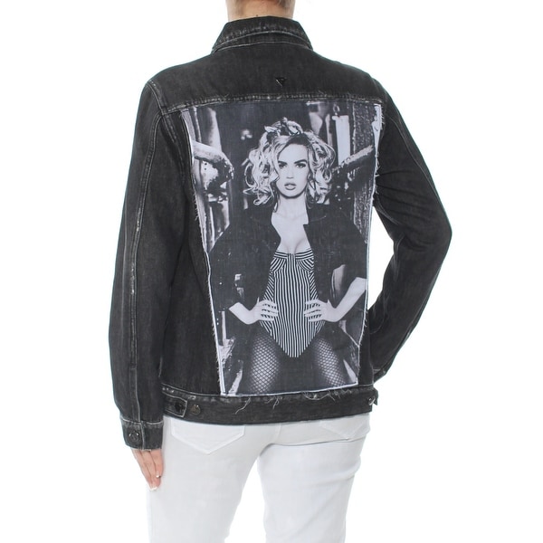 guess black denim jacket womens