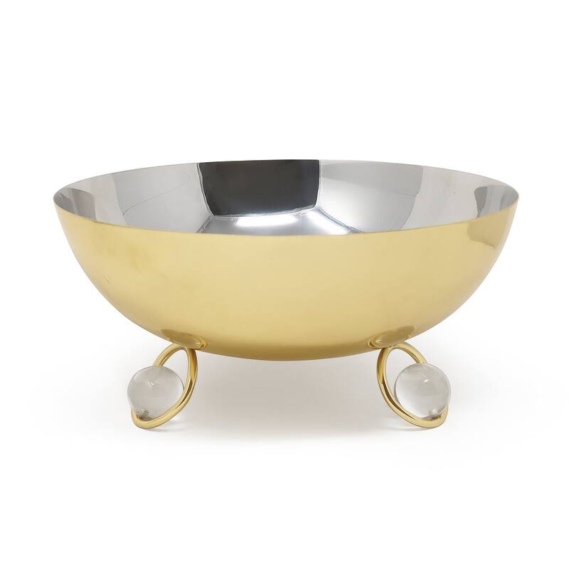 Salad Bowl Silver Inner Gold Outer with Ball Legs