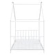preview thumbnail 7 of 5, Twin Size Metal House Platform Bed Frame with Roof for Kids, White