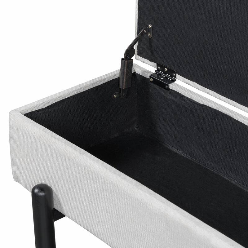 Farmhouse Upholstered Storage Bench with Hidden Compartment