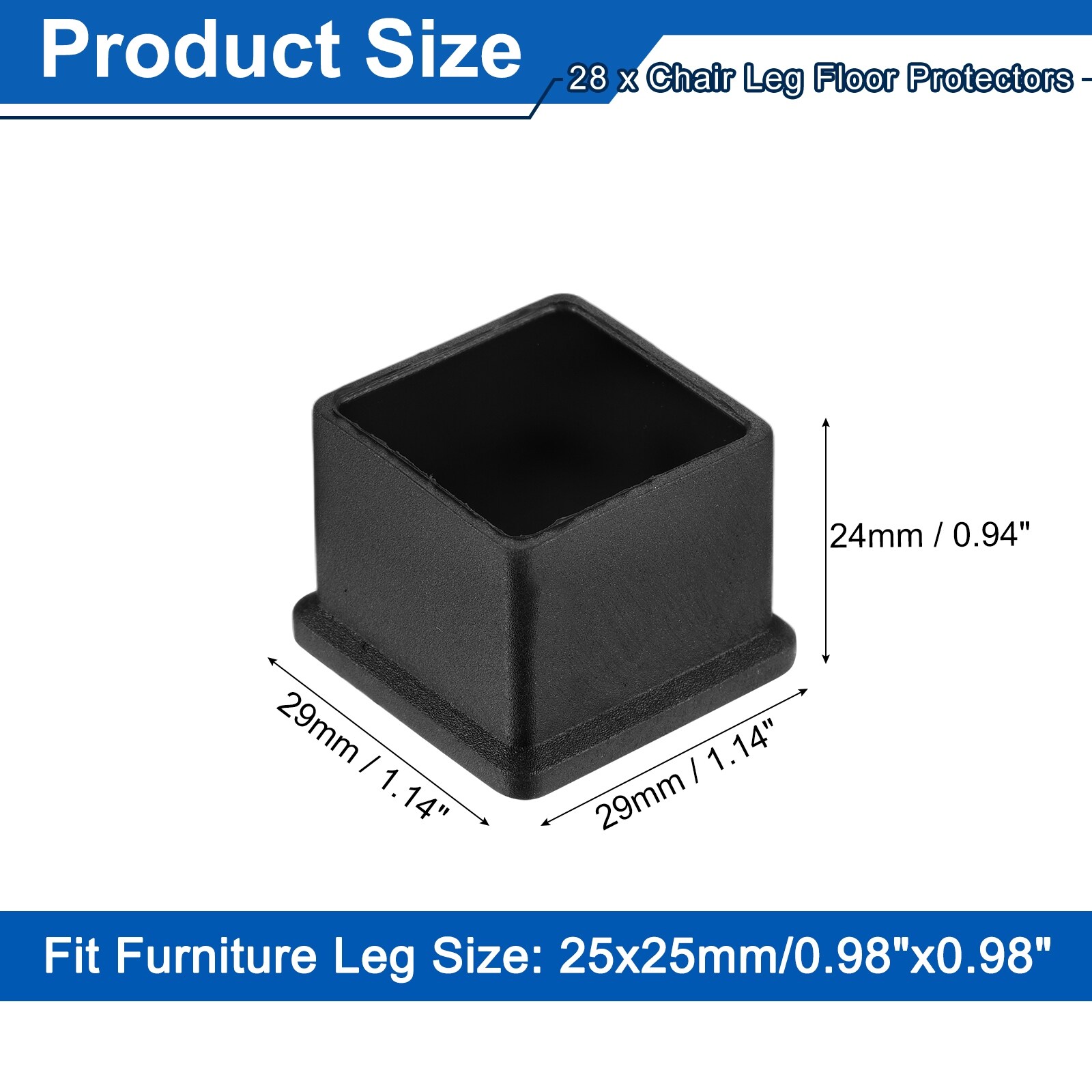 Chair Leg Floor Protectors, Anti-Slip Square Furniture Leg Feet Cover for Hardwood Floors Patio Chair Table Bed