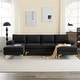 preview thumbnail 1 of 20, U-Shaped 4-Seat Indoor Sectional Sofa Black Linen