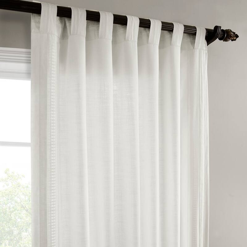 Exclusive Fabrics Bordered Textured Cotton Curtains For Bedroom & Living Room Curtains - Single Panel Drapes
