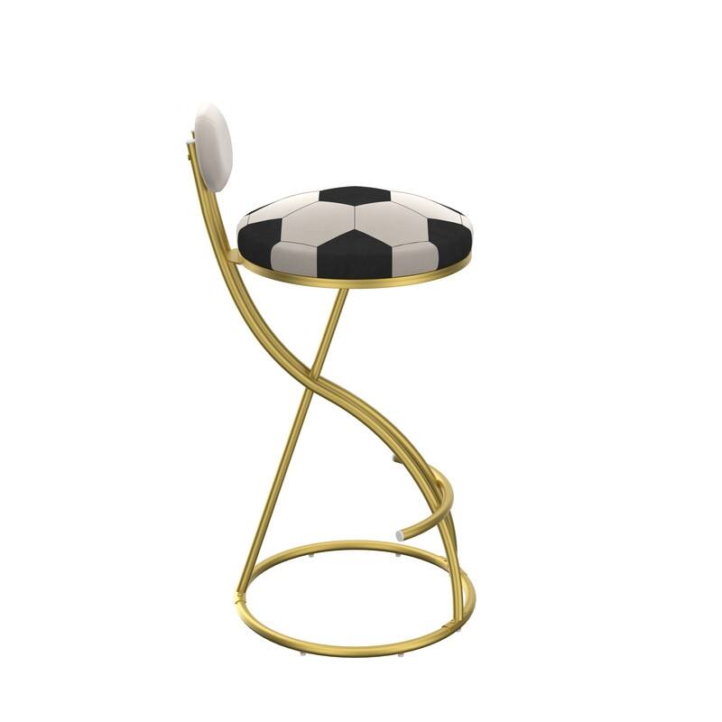 Football Print Bar Stools Set of 2 Upholstered Counter Height Barstool for Kitchen Island S-shaped Velvet Metal Dining Chairs