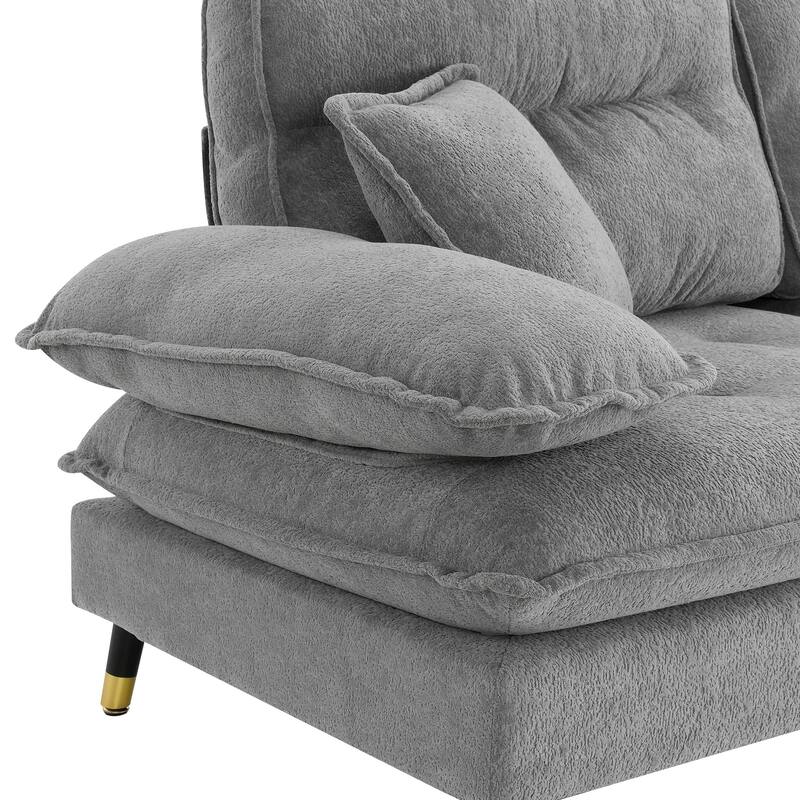 106" L-Shaped 4 Seater Convertible Sectional Sofa with Movable Ottoman, Adjustable Two-Tone Legs for Living Room