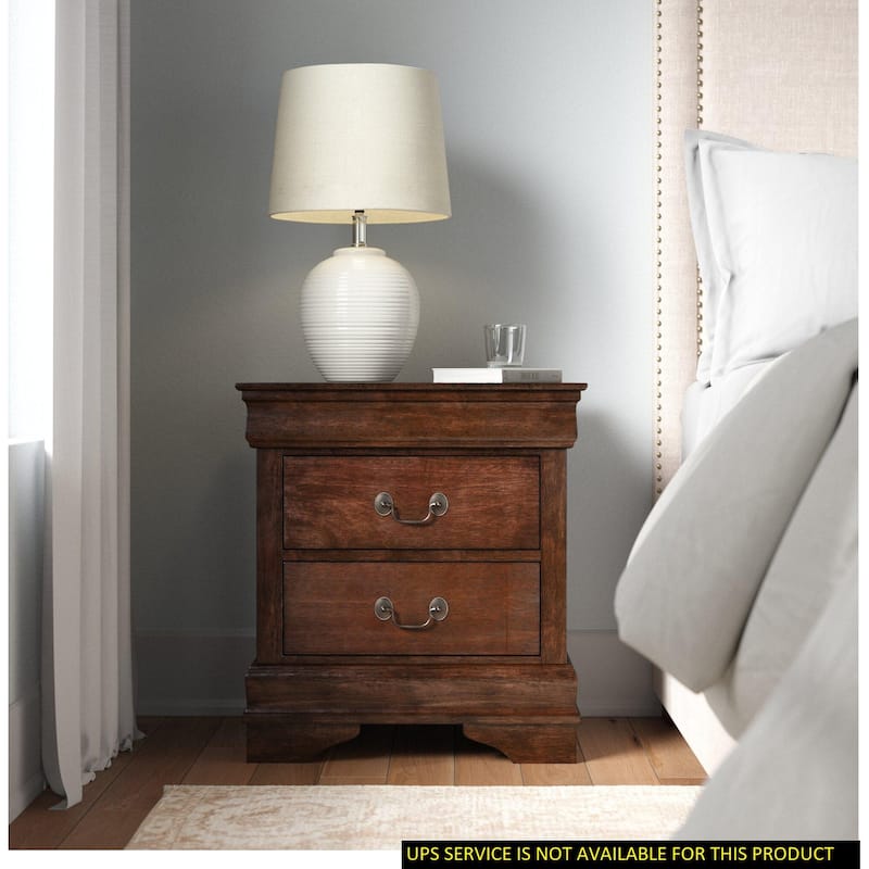 Nightstand of 2x Drawers Traditional Design Bedroom Furniture - Brown - 2-drawer