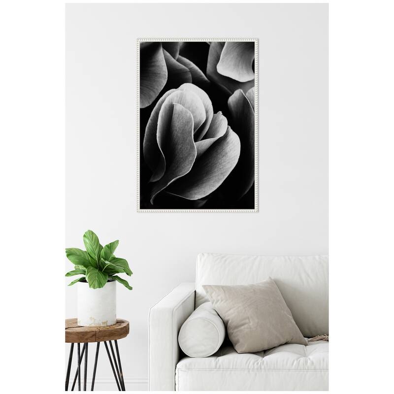 Kate and Laurel Sylvie Black and White Flower Petals Framed Canvas by Emiko and Mark Franzen of F2Images