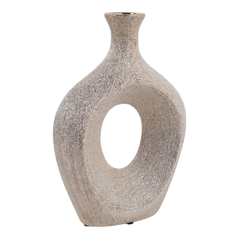 Modern Oval Ceramic Table Vase Cut-Out Design