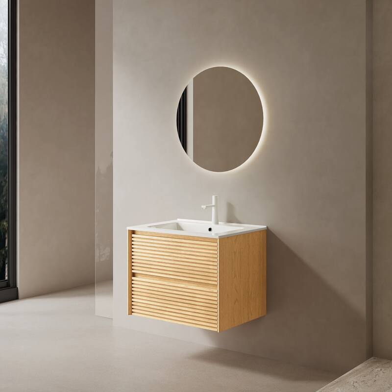 Wall-Mounted Bathroom Vanity Set with Integrated Ceramic Sink