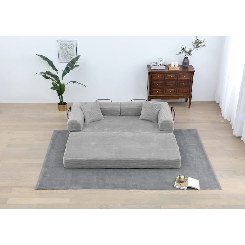 Twilight 2 - Piece Convertible Sleeper Sofa Bed, Corduroy Folding Mattress Couch with Fixed-Shape Framefor Cozy Living Spaces