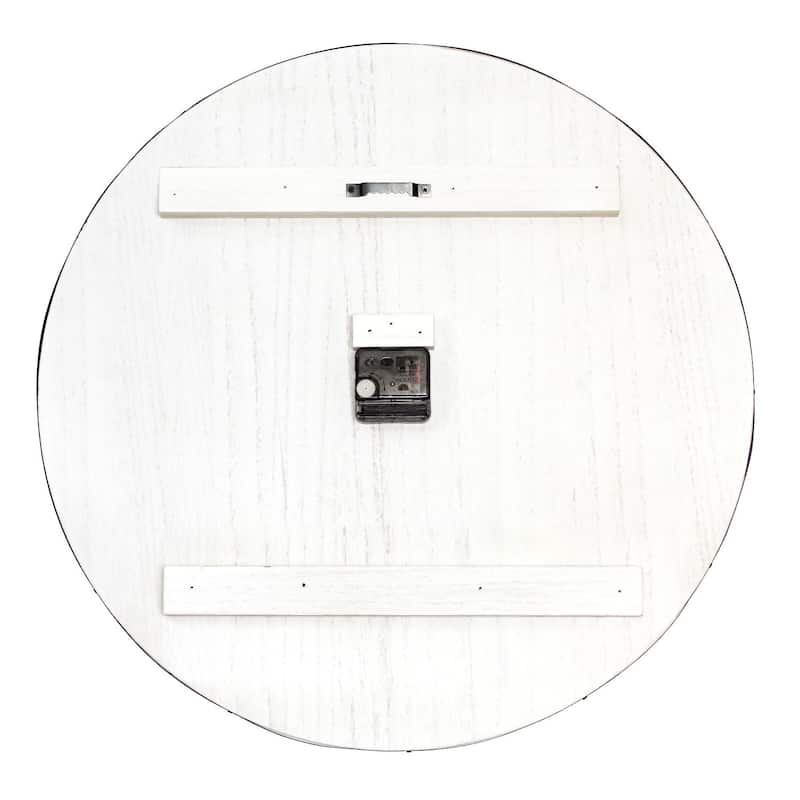 Country Rustic Farmhouse Round Wooden Wall Clock 21" White and Black