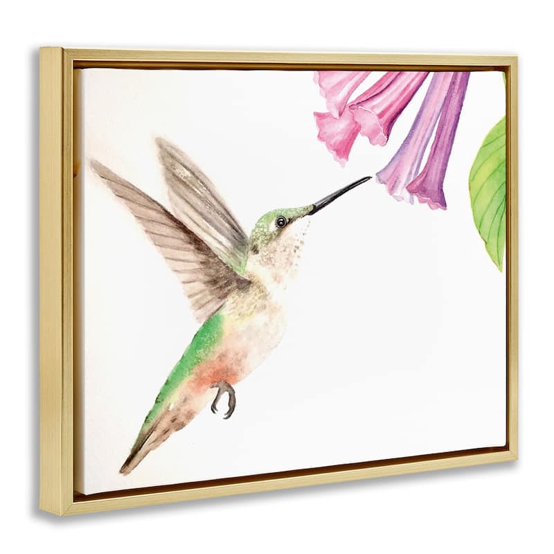 Stupell Hummingbird & Bluebell Flower Framed Floater Canvas Wall Art Design By Stephanie Fielden