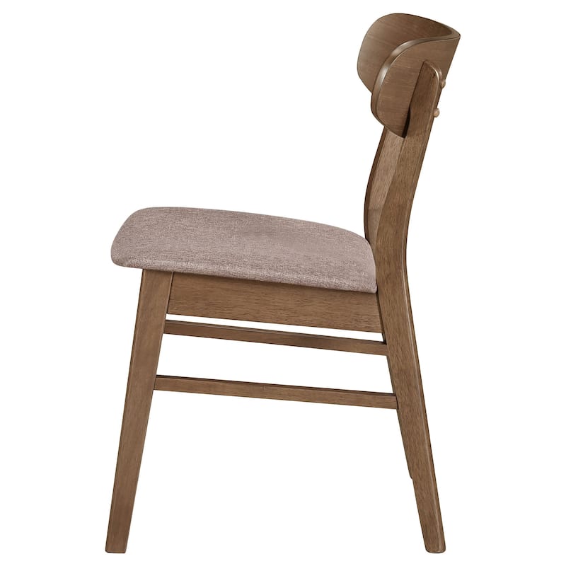 Dora Dining Chair Set of 2, Brown Fabric, Walnut Brown Wood, 19 Inch