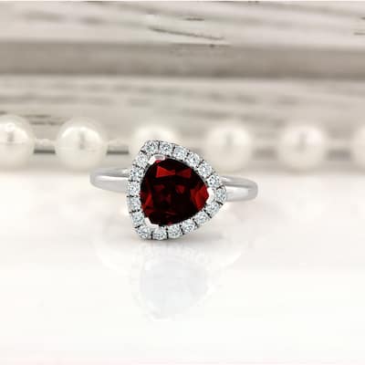Auriya 2 1/8ct Trillion-cut Garnet Gemstone Halo Diamond Engagement Ring 1/4ctw 14k Gold