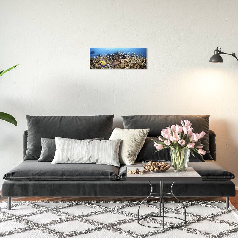 Wynwood Studio Canvas Animals David Fleetham - Panoramic Philippine Reef Blue and Teal Nautical & Coastal Wall Art Canvas Print - 20 x 20